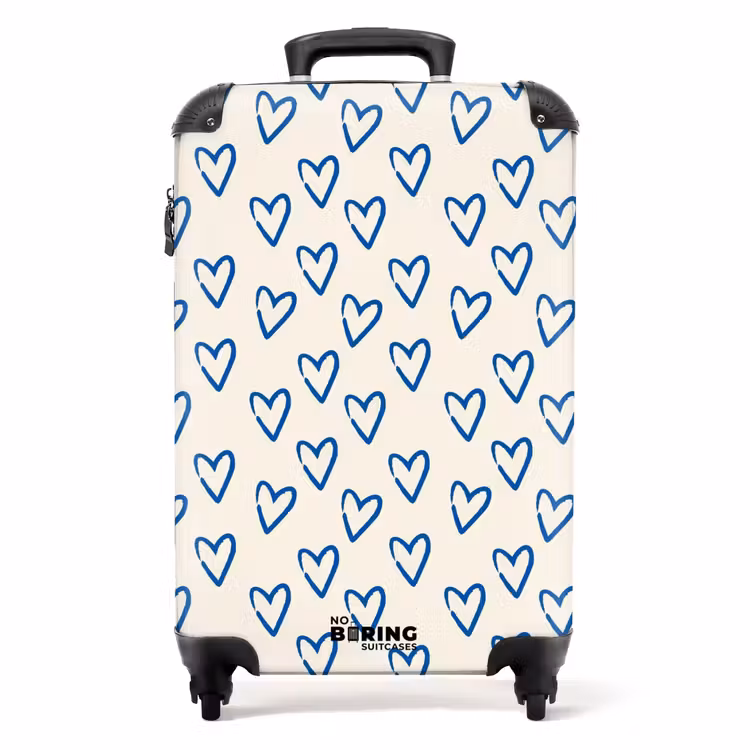 Suitcase - Patterns - Pattern of blue hearts — 1