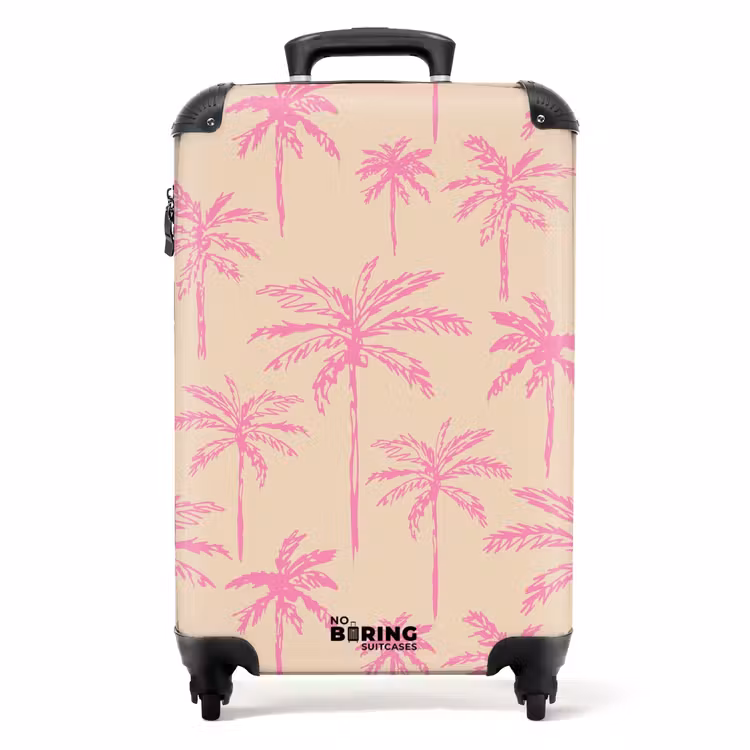 Suitcase - Patterns - Pink palm tree pattern on beige background — 1