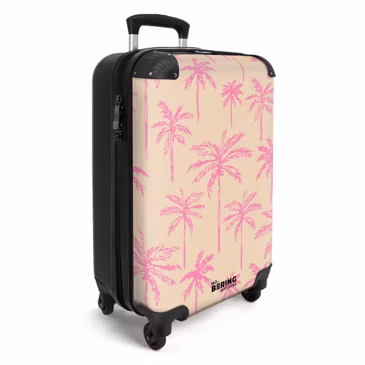 Suitcase - Patterns - Pink palm tree pattern on beige background — 2