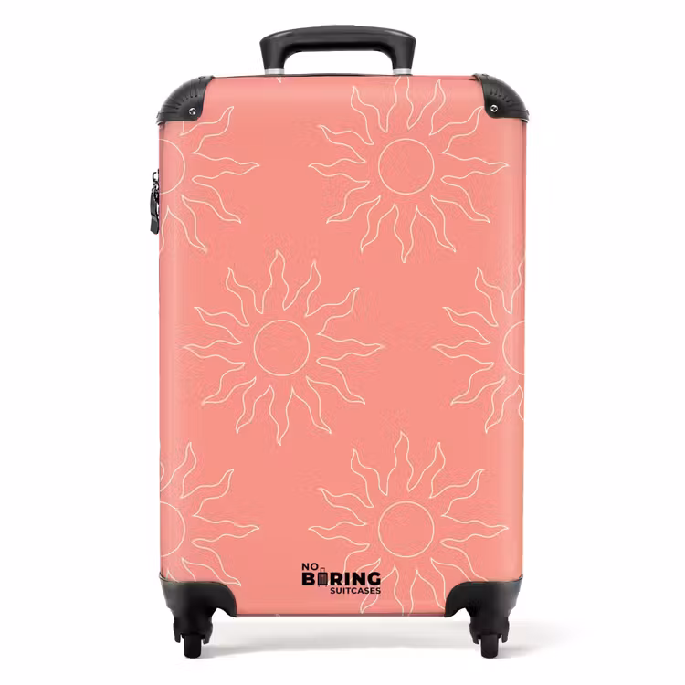 Suitcase - Patterns - Sunburst pattern on coral pink background — 1