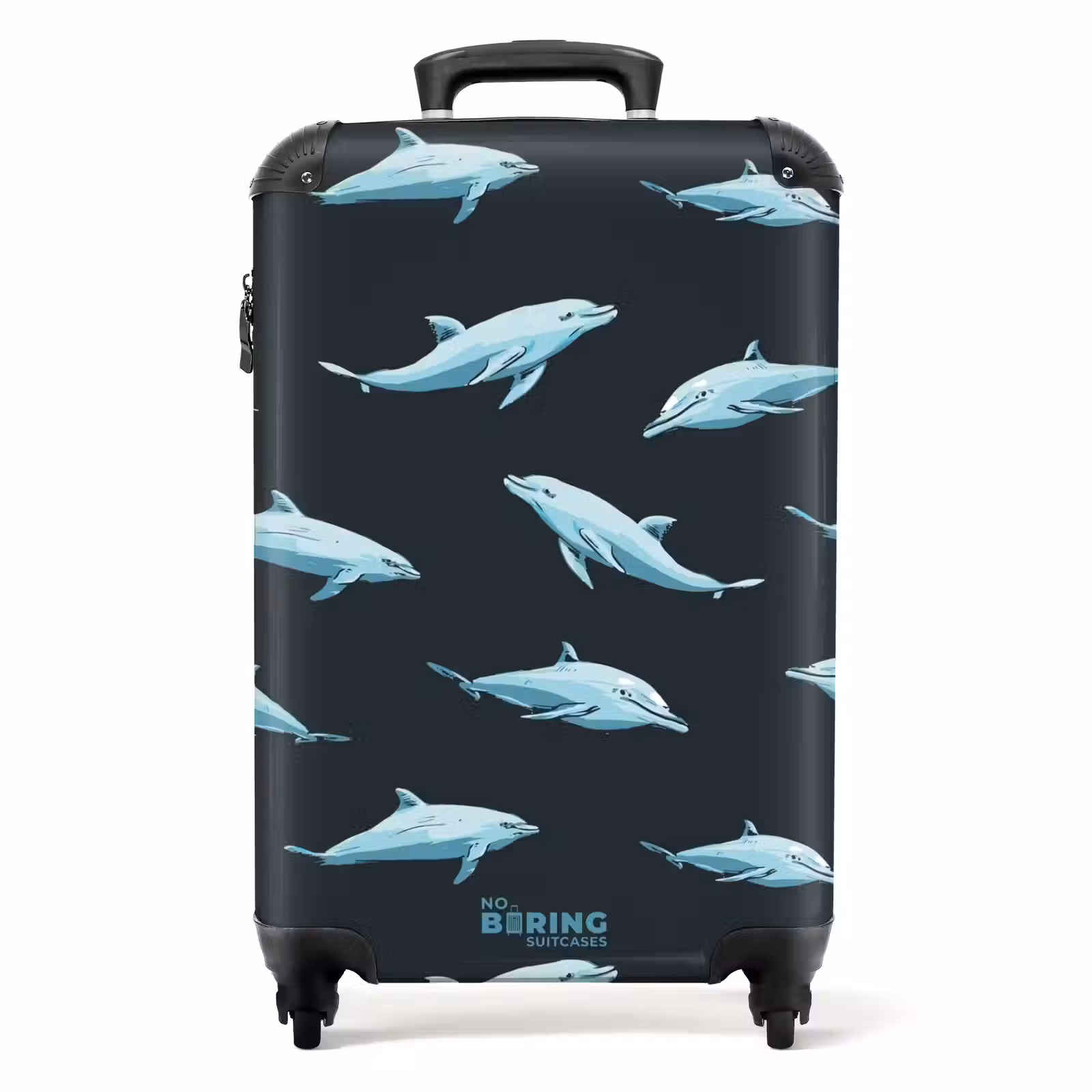 Suitcase - Patterns - Dolphins on dark blue background — 1