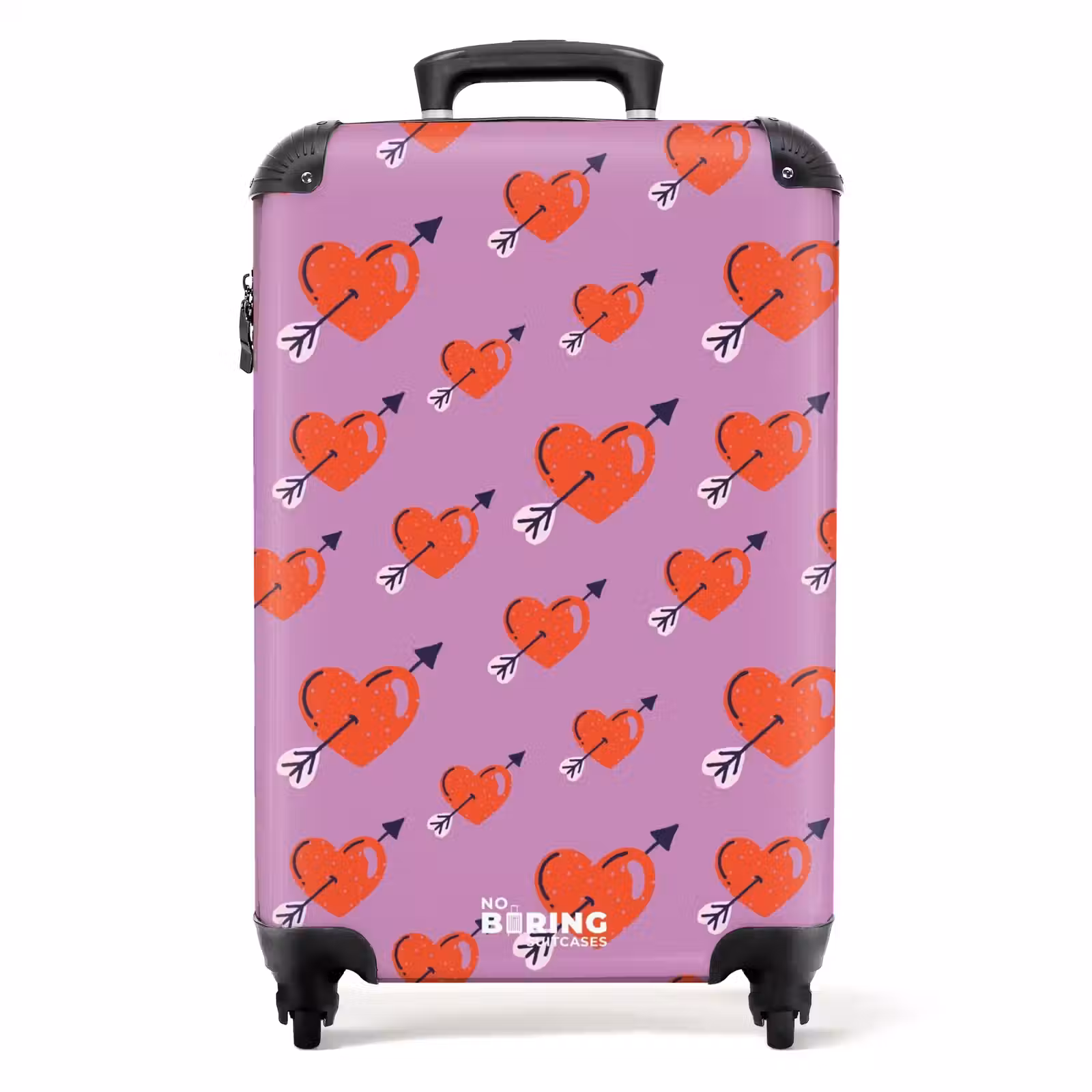Suitcase - Patterns - Pattern of red hearts with arrows on purple background — 1
