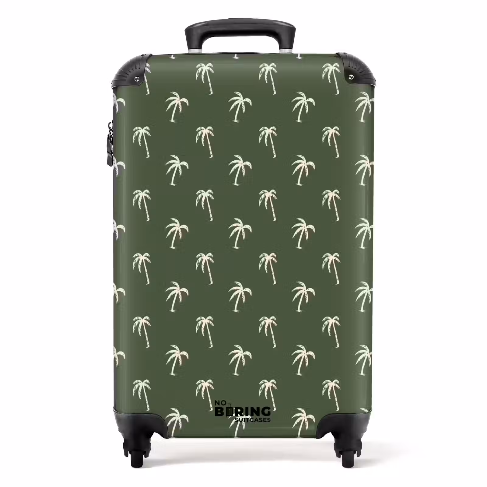 Suitcase - Patterns - Small palm trees on dark olive green — 1