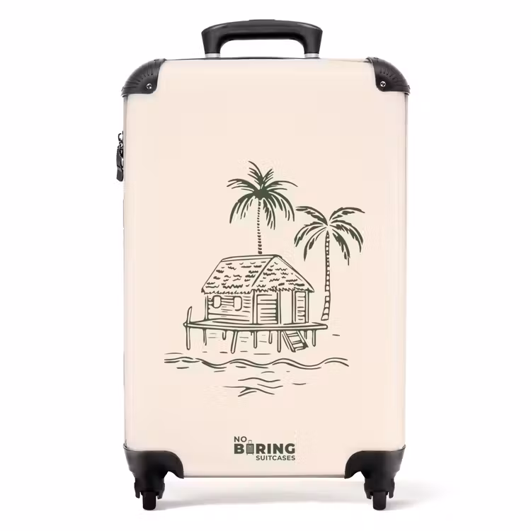 Suitcase - Palm trees - Island on cream background — 1