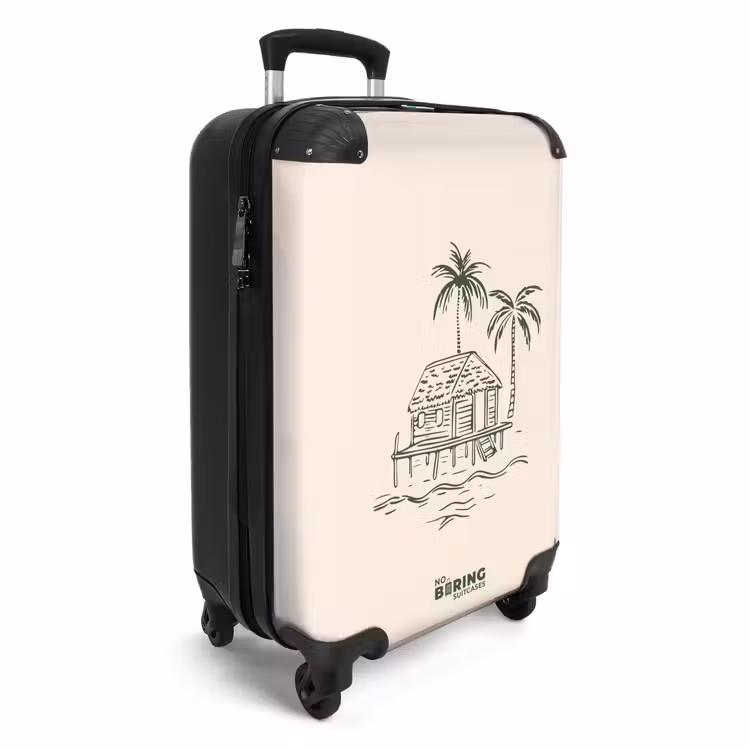 Suitcase - Palm trees - Island on cream background — 2