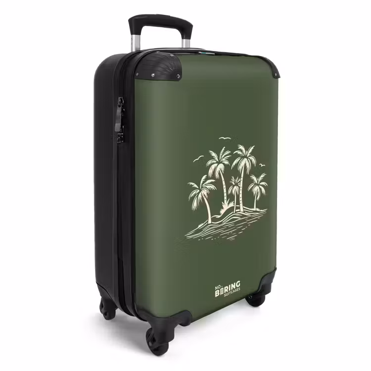 Suitcase - Palm trees - Palm trees on olive green background — 2