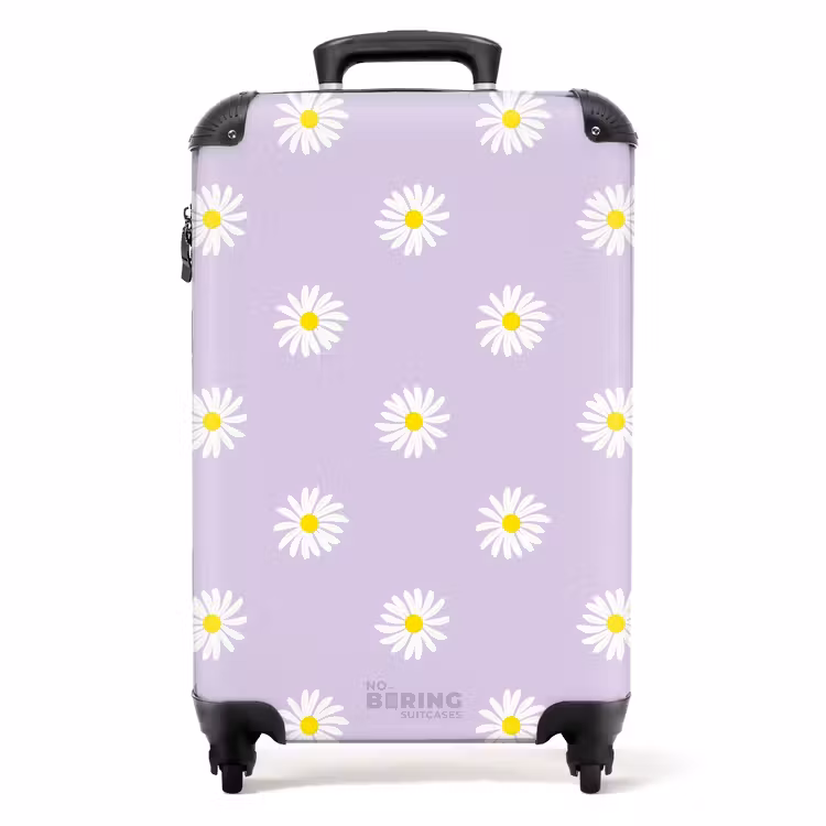 Suitcase - Pastel - Daisies on lavender purple background — 1