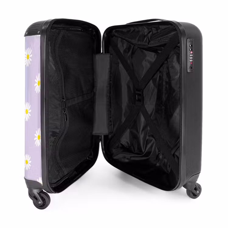 Suitcase - Pastel - Daisies on lavender purple background — 4