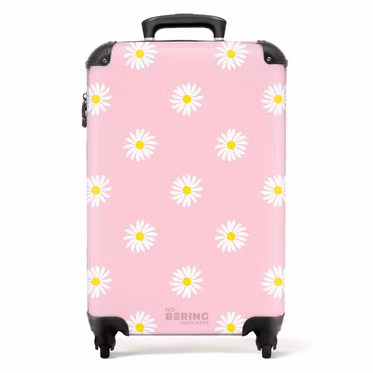 Suitcase - Pastel - Daisies on light light pink background — 1