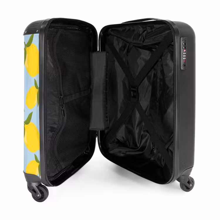 Suitcase - Pastel - Lemons on light sky blue background — 4