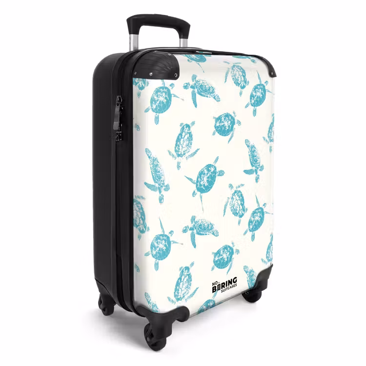 Suitcase - Patterns - Blue turtles on cream background — 2