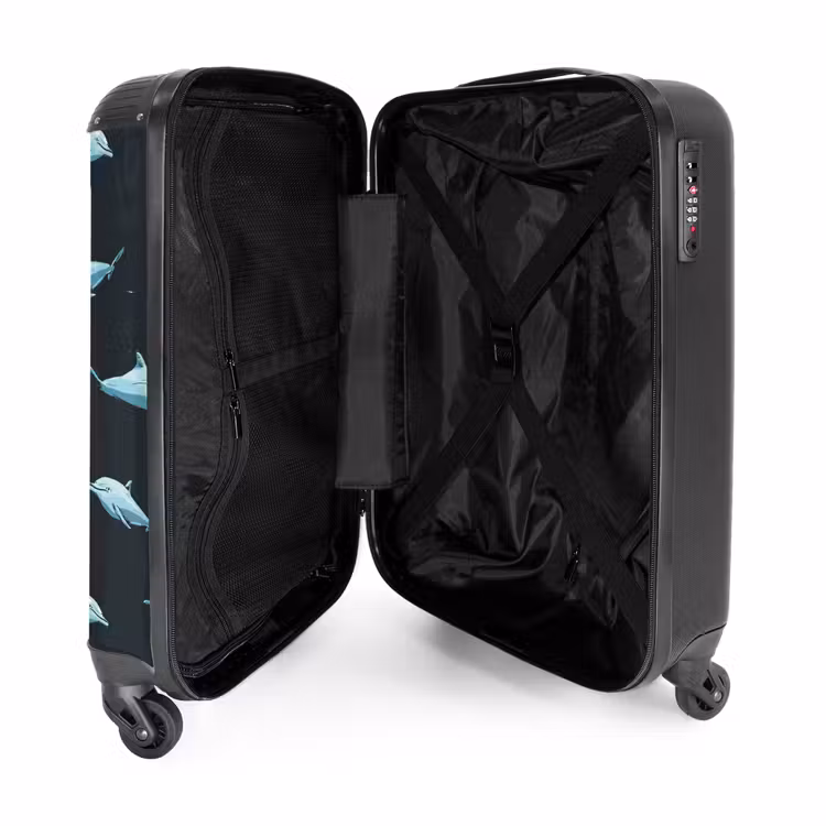 Suitcase - Patterns - Dolphins on dark blue background — 4
