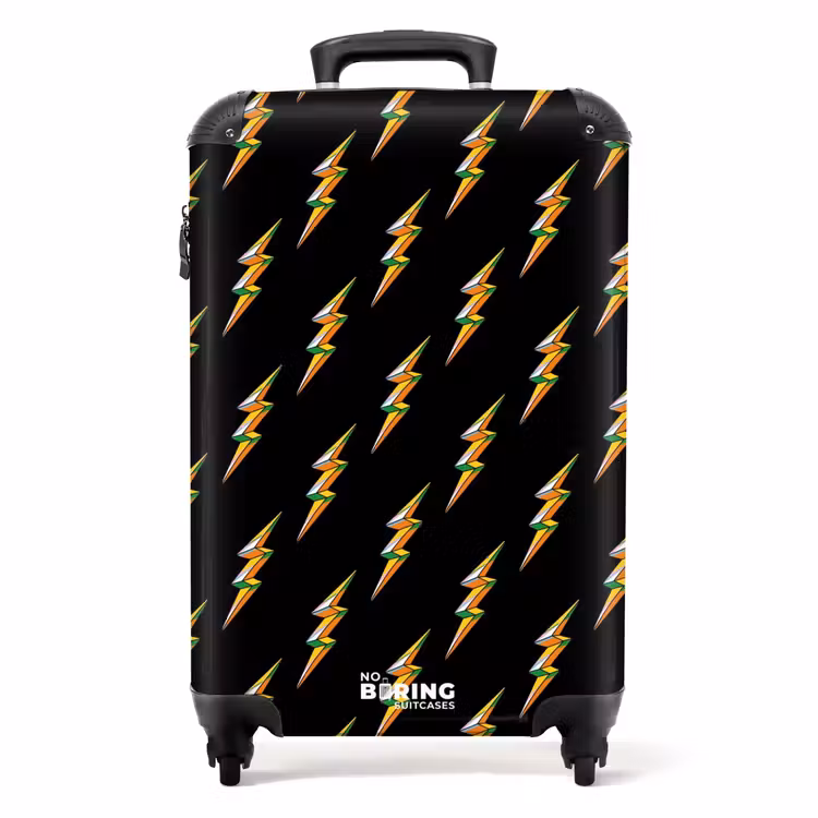 Suitcase - Patterns - Golden lightning on black background — 1