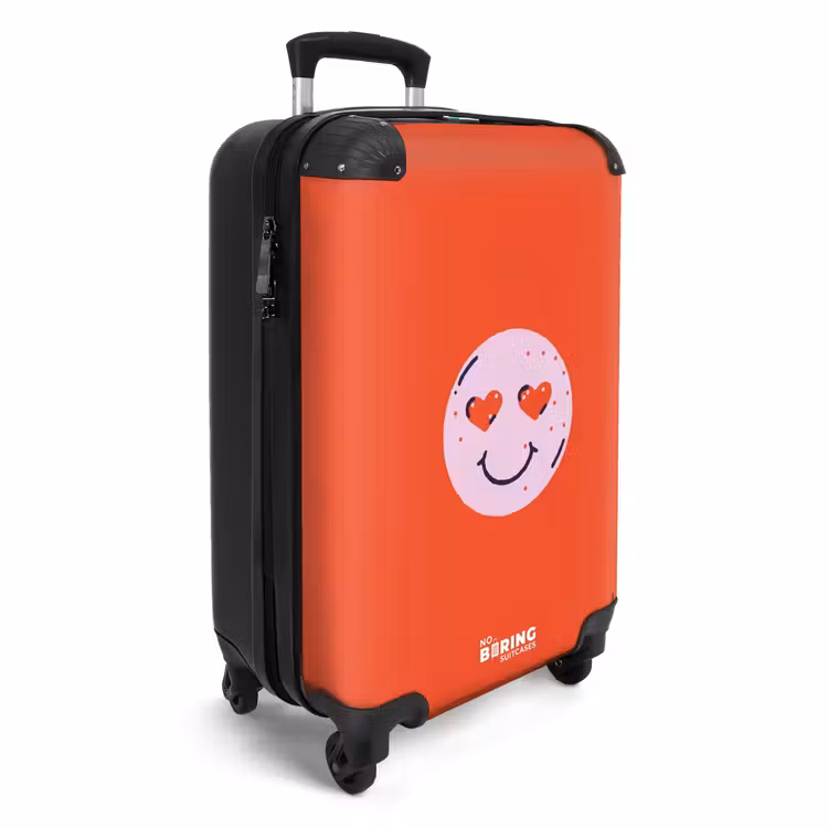 Suitcase - Patterns - Happy emoji on red background — 2