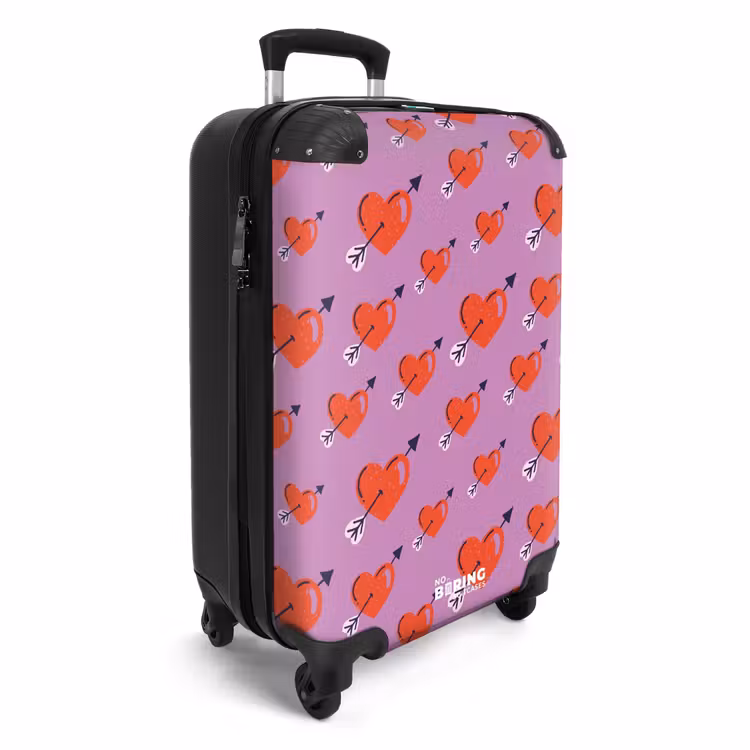 Suitcase - Patterns - Pattern of red hearts with arrows on purple background — 2
