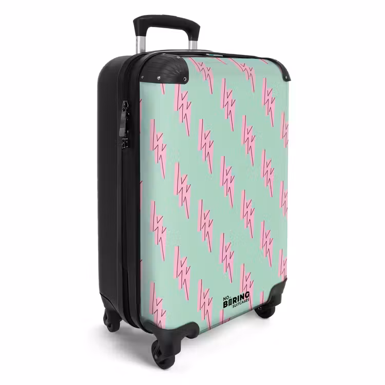 Suitcase - Patterns - Pink lightning on mint green — 2