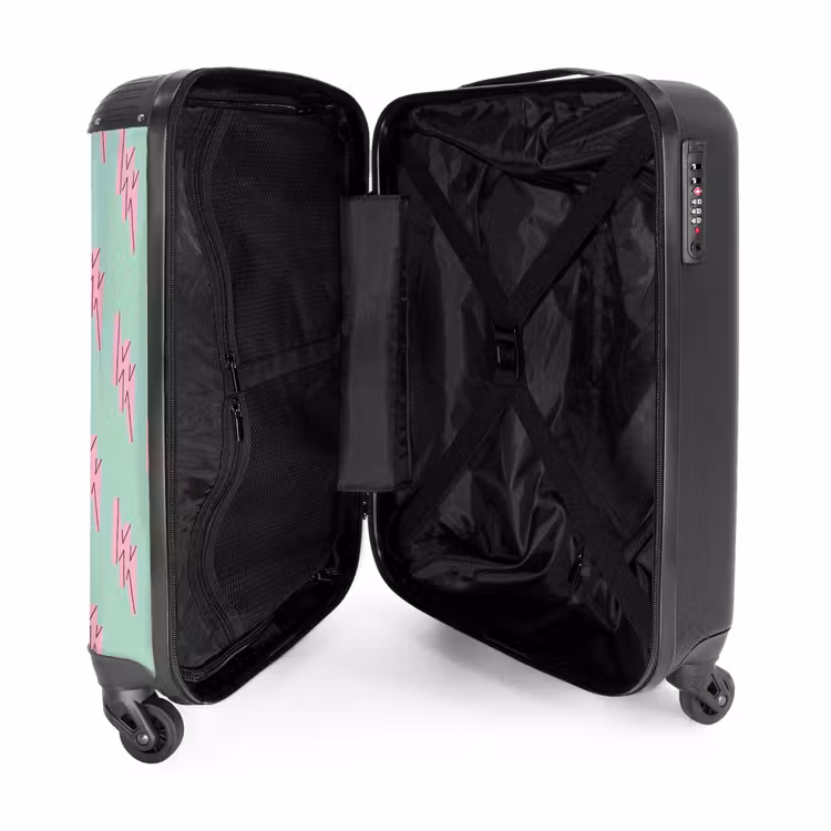 Suitcase - Patterns - Pink lightning on mint green — 4