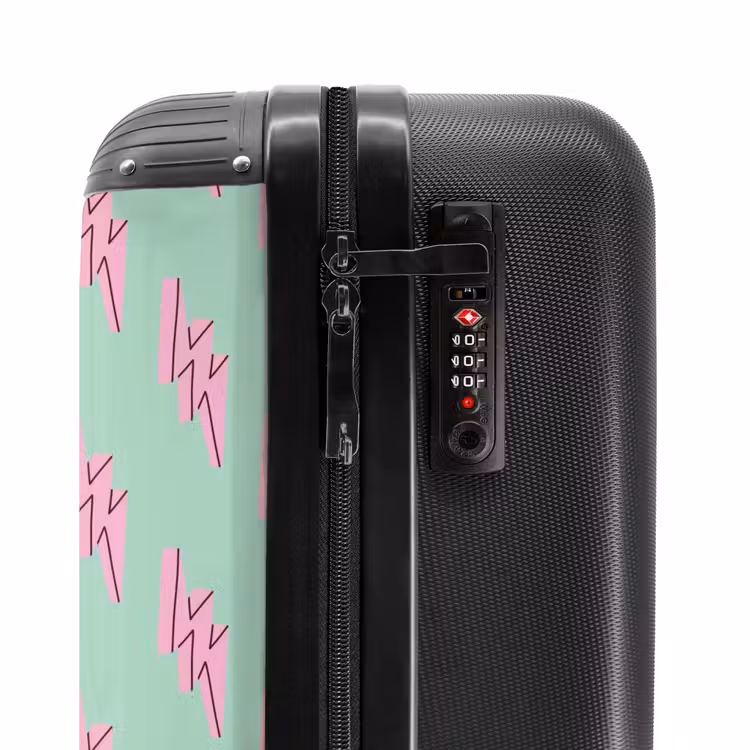 Suitcase - Patterns - Pink lightning on mint green — 5