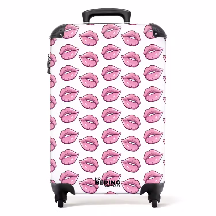 Suitcase - Patterns - Pink lip pattern on white background — 1
