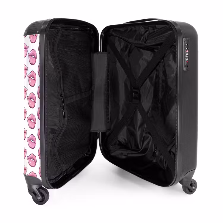Suitcase - Patterns - Pink lip pattern on white background — 4