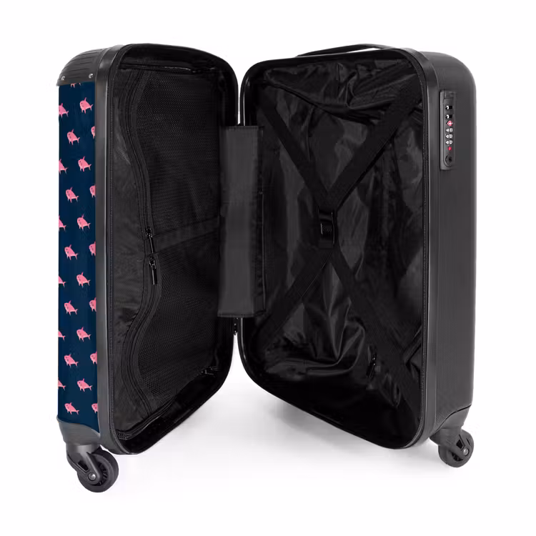 Suitcase - Patterns - Pink sharks on dark blue background — 4