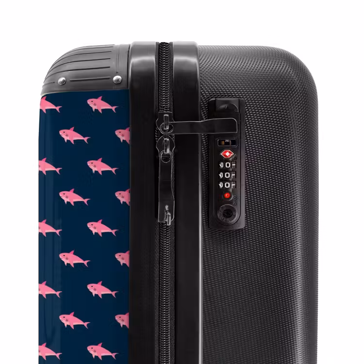 Suitcase - Patterns - Pink sharks on dark blue background — 5