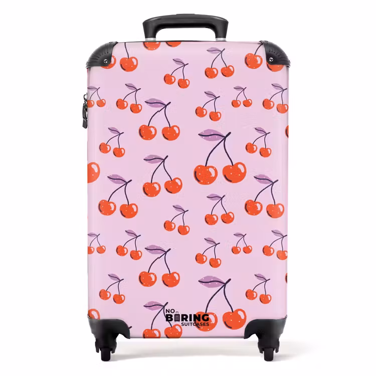 Suitcase - Patterns - Red cherry pattern on light pink background — 1