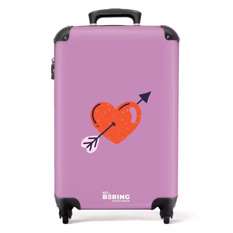 Suitcase - Patterns - Red heart with arrow on purple background — 1