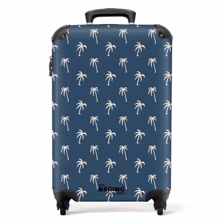 Suitcase - Patterns - Small palm trees on blue gray — 1