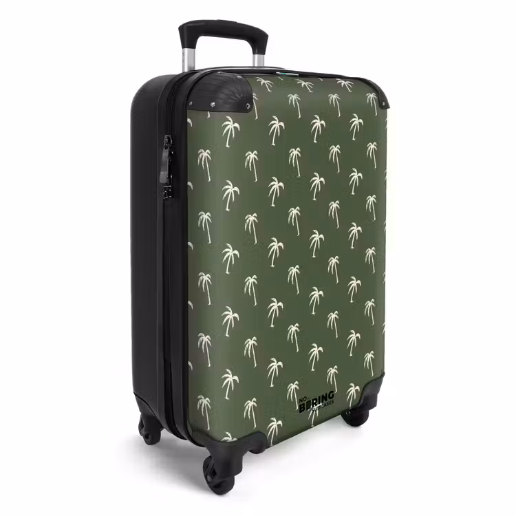 Suitcase - Patterns - Small palm trees on dark olive green — 2