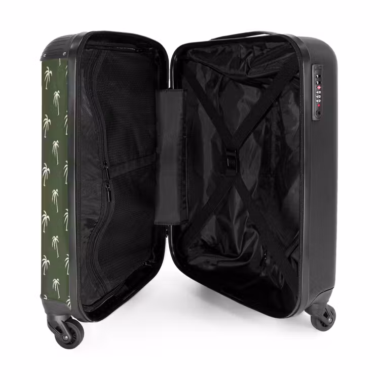 Suitcase - Patterns - Small palm trees on dark olive green — 4