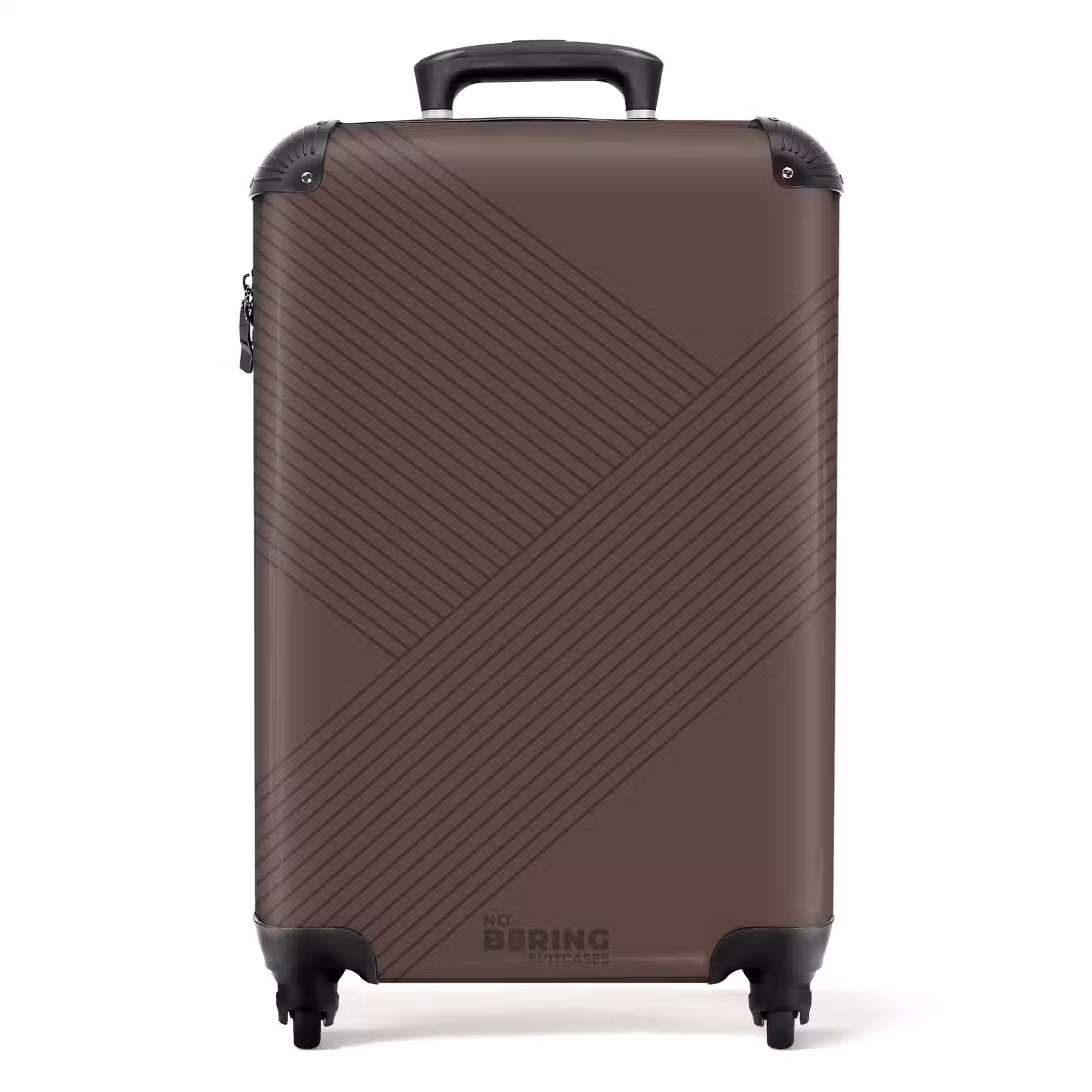 Suitcase - Minimal - Crossing lines on dark brown — 1