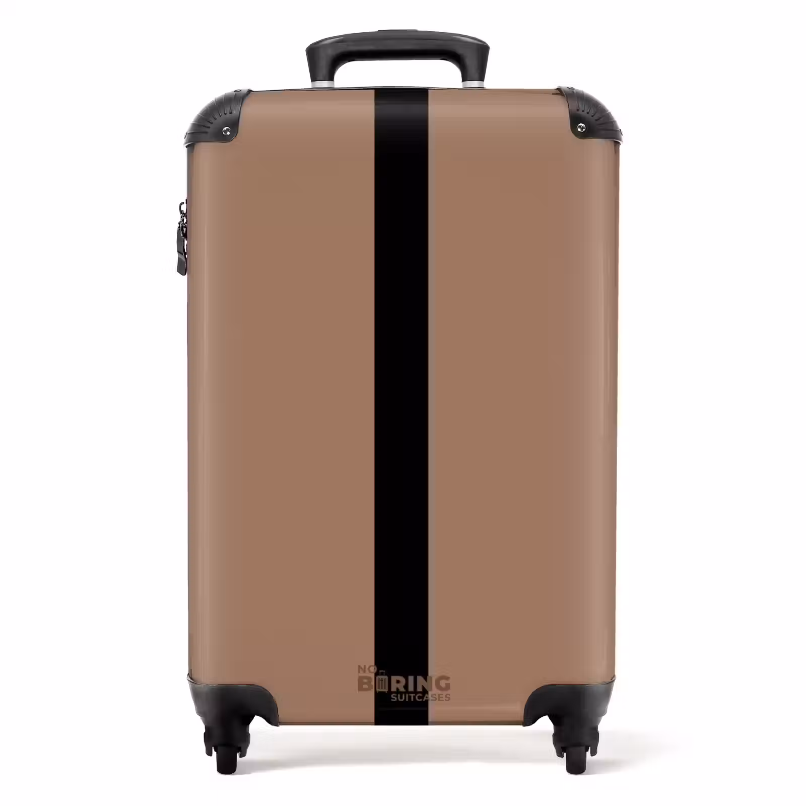 Suitcase - Minimal - Warm brown with black stripe — 1