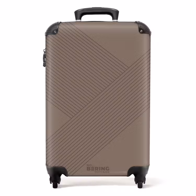 Suitcase - Minimal - Crossing lines on dark taupe — 1