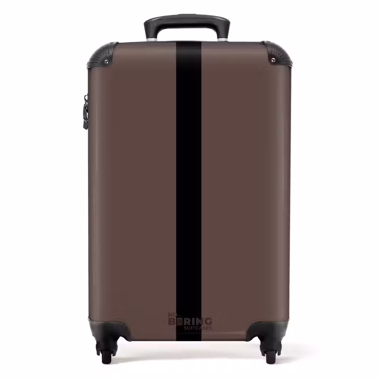 Suitcase - Minimal - Dark brown with black stripe — 1