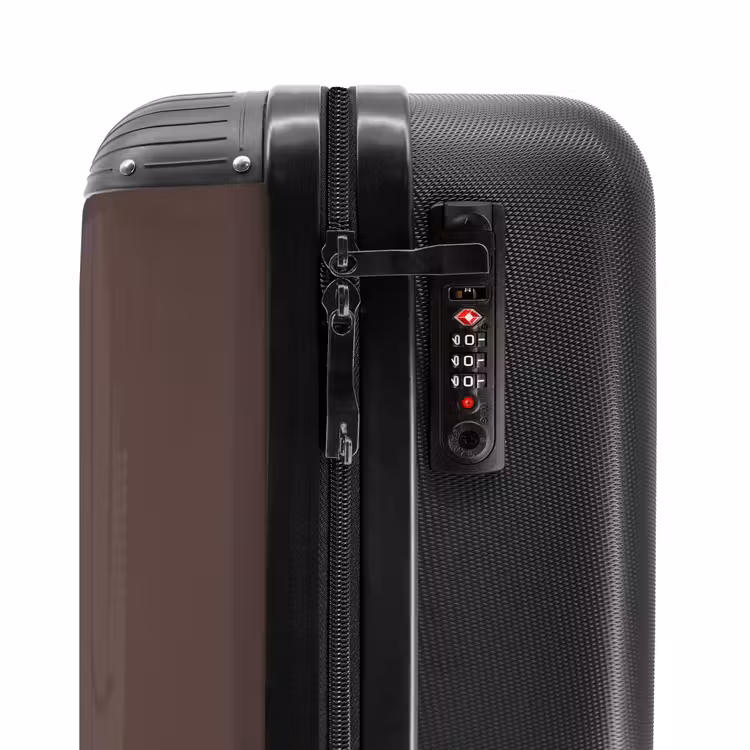 Suitcase - Minimal - Dark brown with black stripe — 5