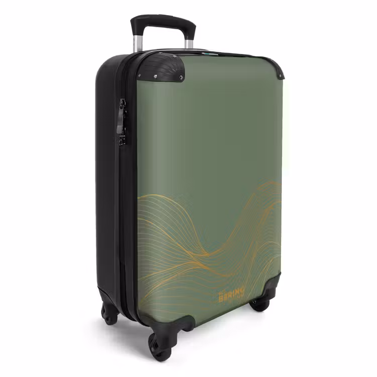 Suitcase - Minimal - Gray-green with gold waves — 2