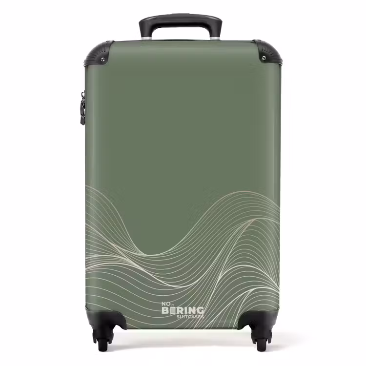 Suitcase - Minimal - gray-green with waves — 1