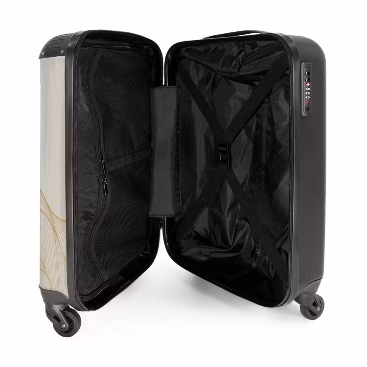 Suitcase - Minimal - Light beige with gold stripes — 4