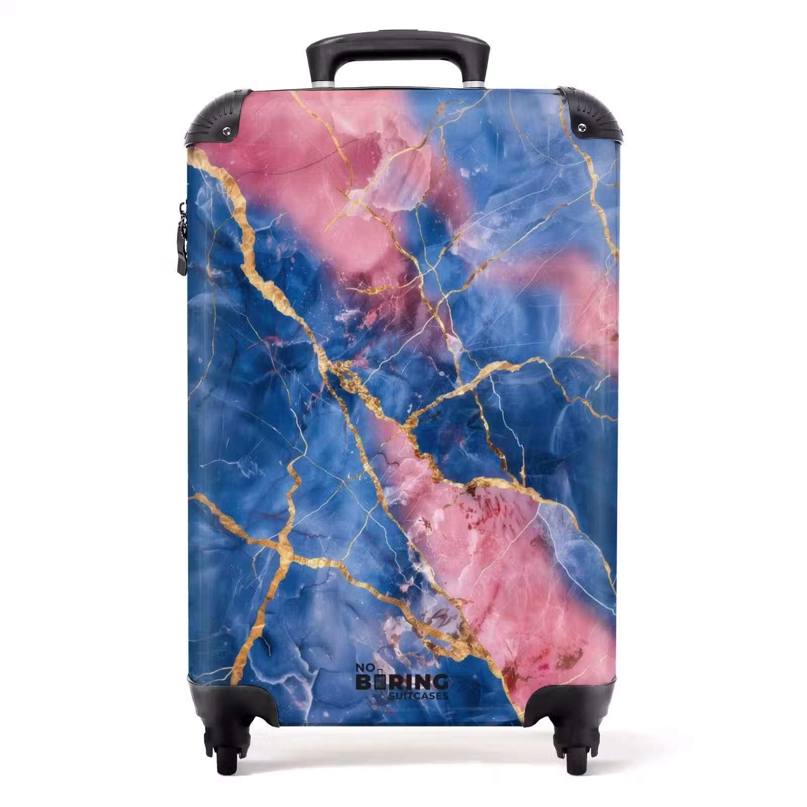 Suitcase - Marble - Pink and Blue Marble with Golden Veins — 1