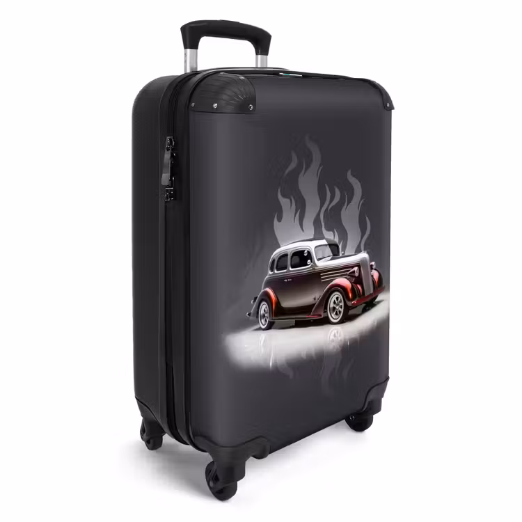 Suitcase - Gray car with gray flames — 2