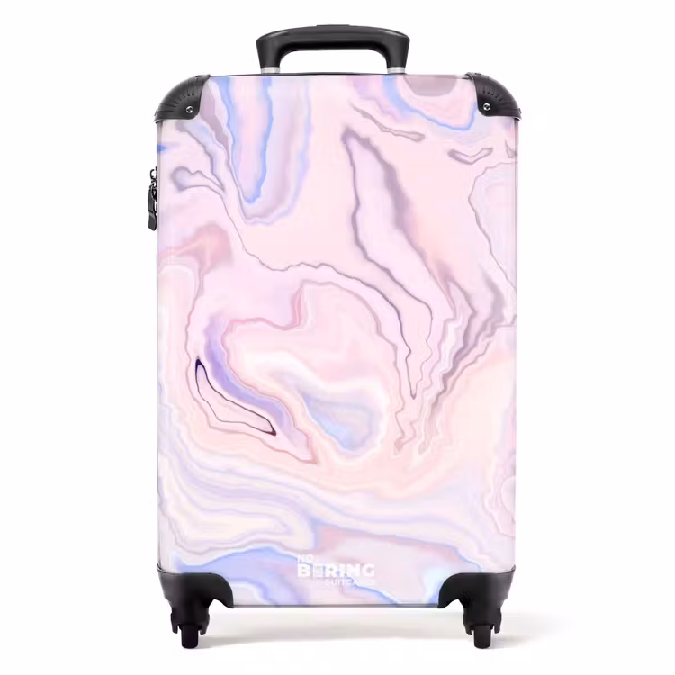Suitcase - Marble - Pastel Pink and Blue Marble Swirls — 1