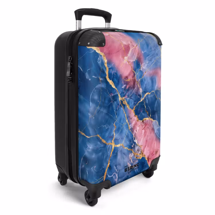 Suitcase - Marble - Pink and Blue Marble with Golden Veins — 2