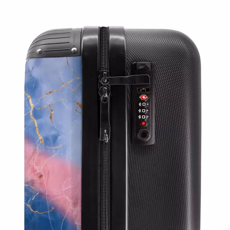 Suitcase - Marble - Pink and Blue Marble with Golden Veins — 5