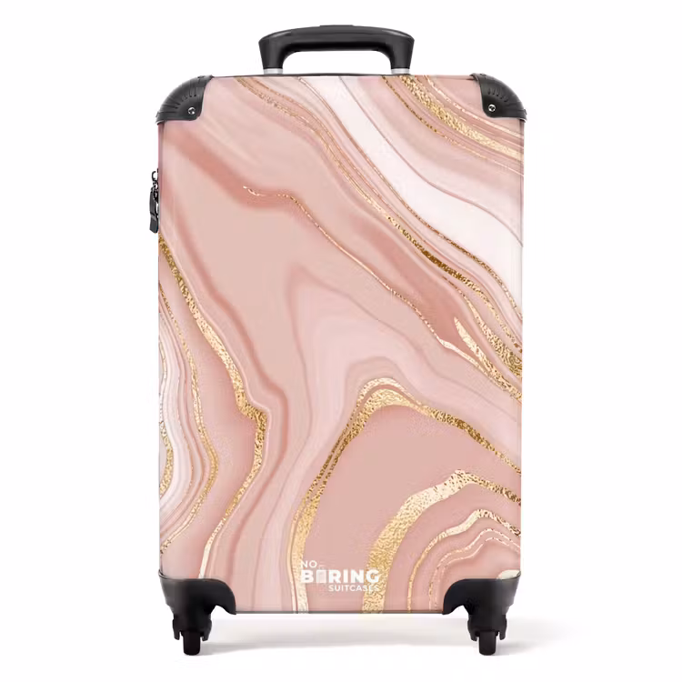 Suitcase - Marble - Pink Marble with Gold Accents — 1