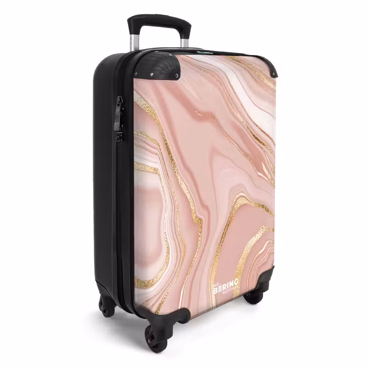 Suitcase - Marble - Pink Marble with Gold Accents — 2