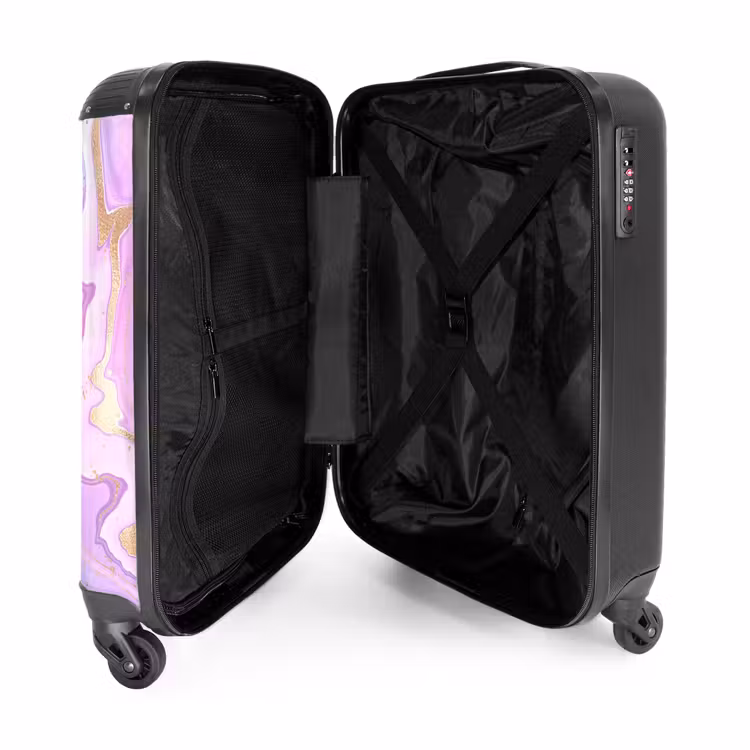 Suitcase - Marble - Soft Pink and Purple Marble Waves — 4