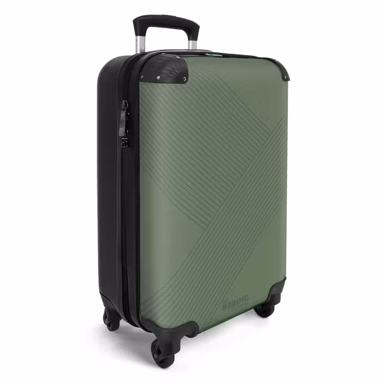 Suitcase - Minimal - Crossing lines on olive green — 2