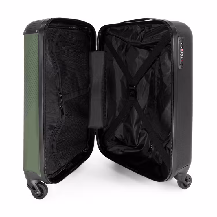 Suitcase - Minimal - Crossing lines on olive green — 4