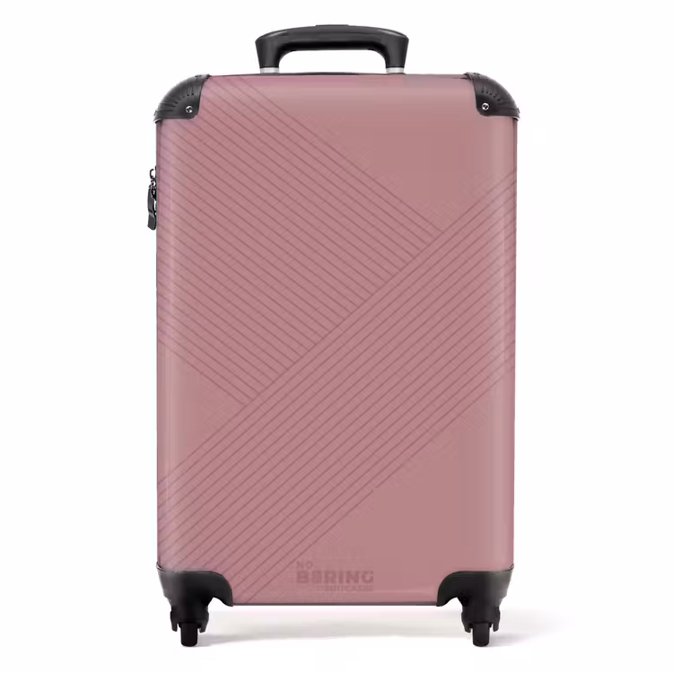 Suitcase - Minimal - Crossing lines on powder pink — 1